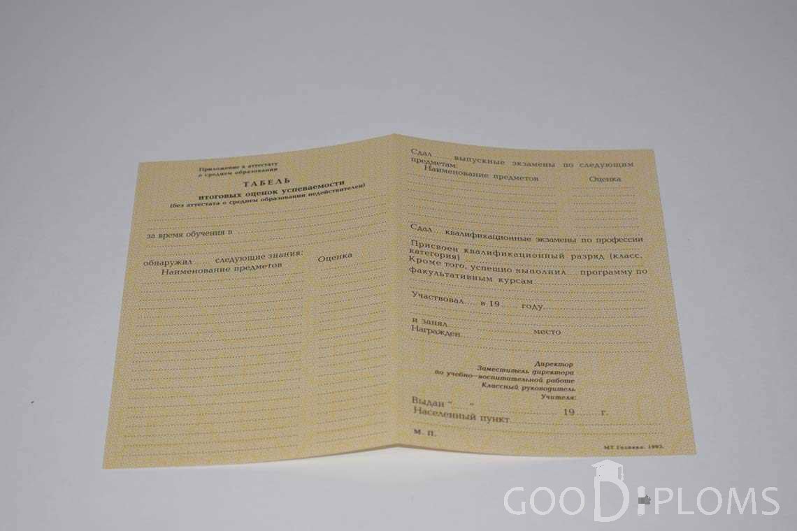 Приложение к Аттестату За 10 Класс период выдачи 1990-1993 -  Северодвинск