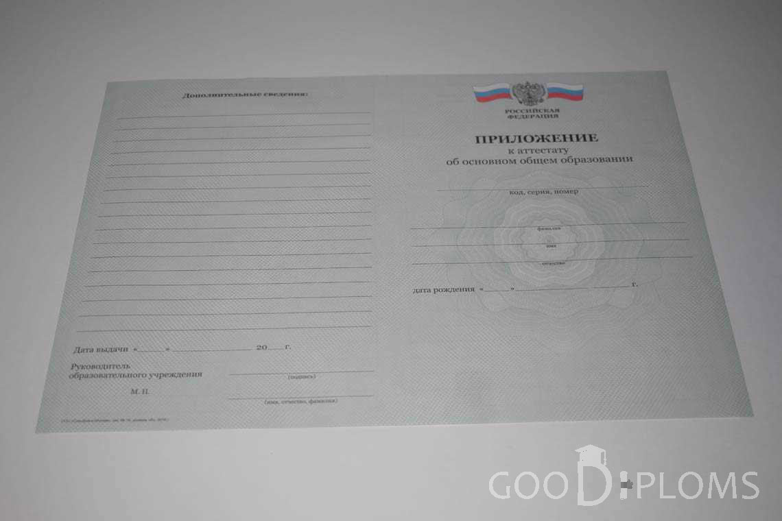 Приложение к Аттестату За 9 Класс период выдачи 2010-2013 -  Северодвинск